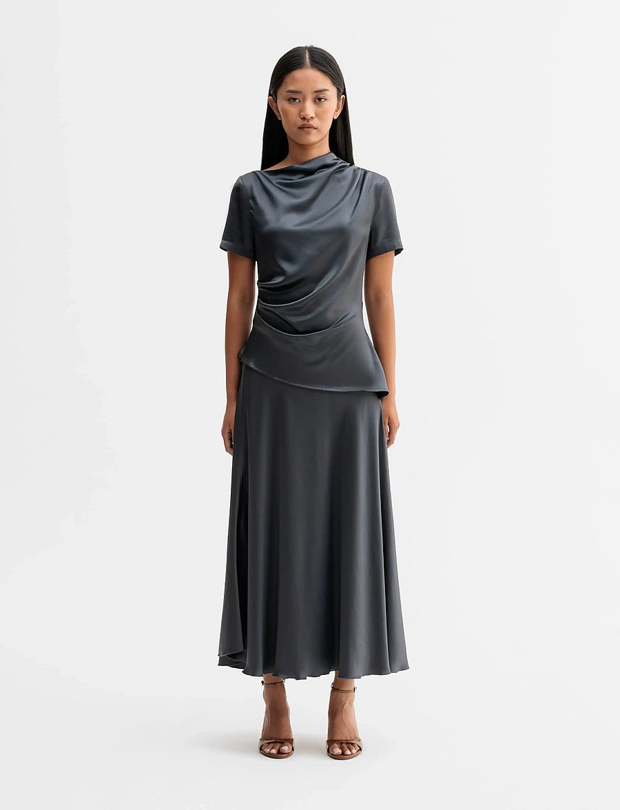 Ahlvar Gallery - Lizi satin tee - t-shirts - dark grey - 3