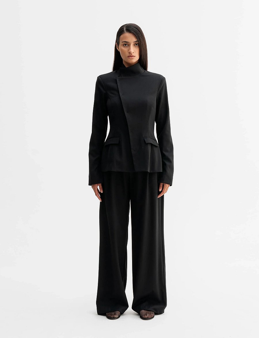 Ahlvar Gallery - Mel heavy wool trousers - hosen mit weitem bein - black - 3