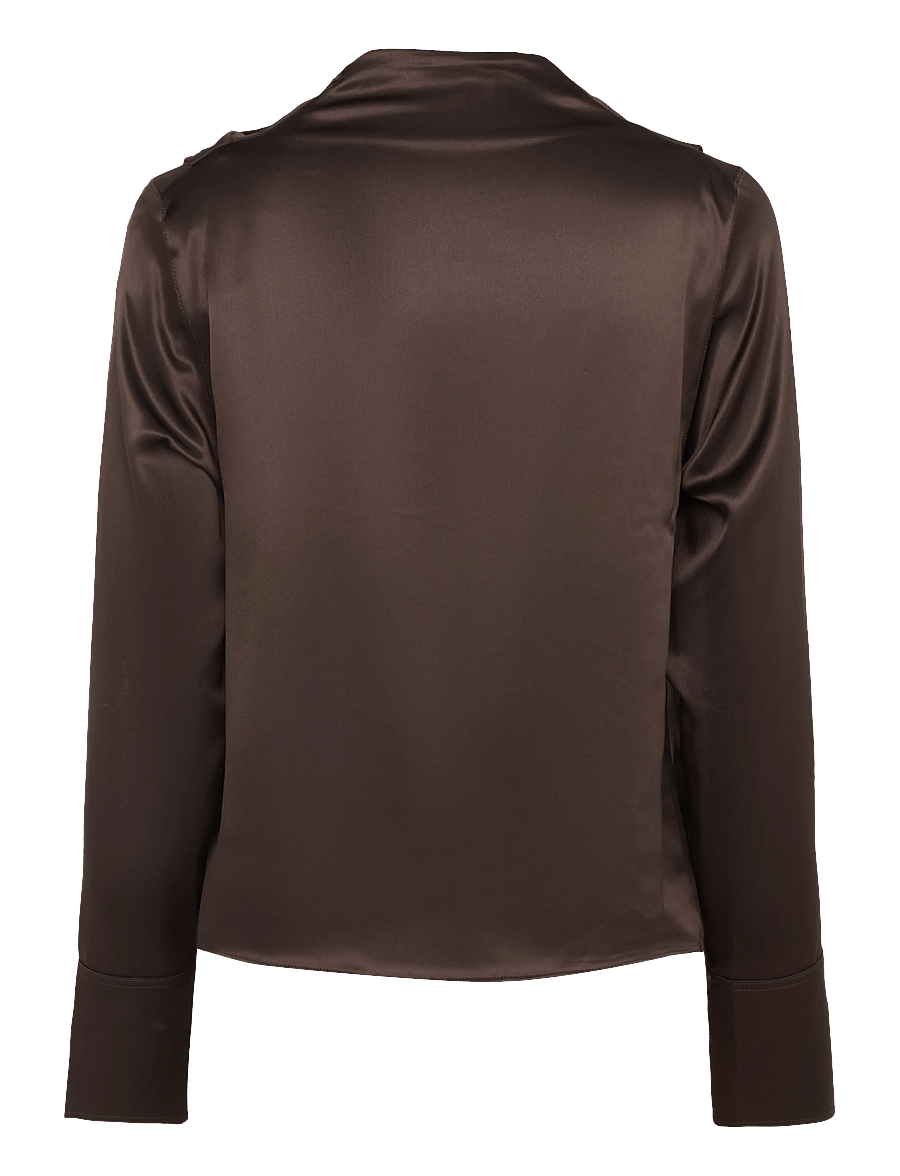 Ahlvar Gallery - Miko satin blouse - langærmede bluser - dark brown - 2