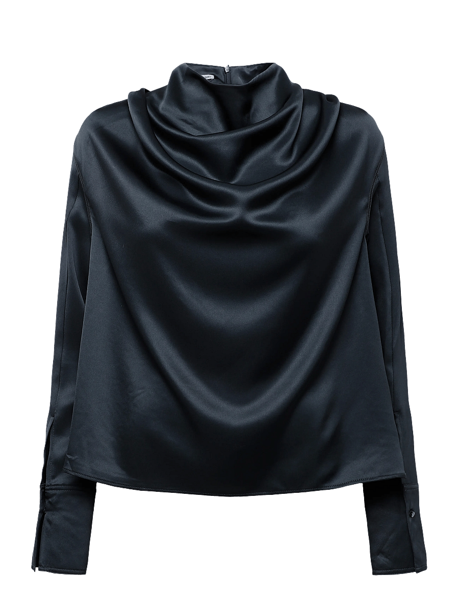 Ahlvar Gallery - Miko satin blouse - langærmede bluser - dark grey - 1