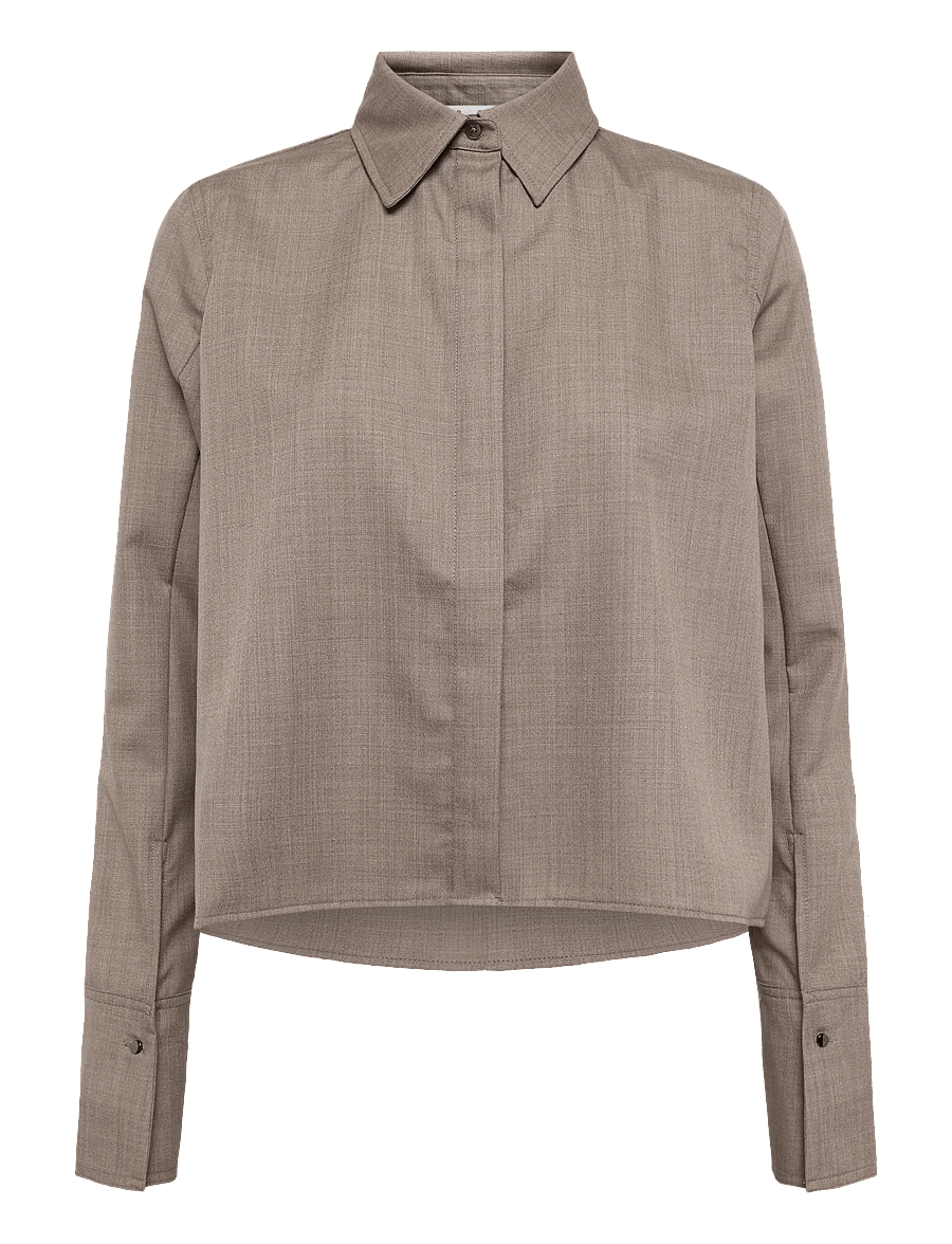 Ahlvar Gallery - Mindi wool shirt - langärmlige hemden - light brown - 1