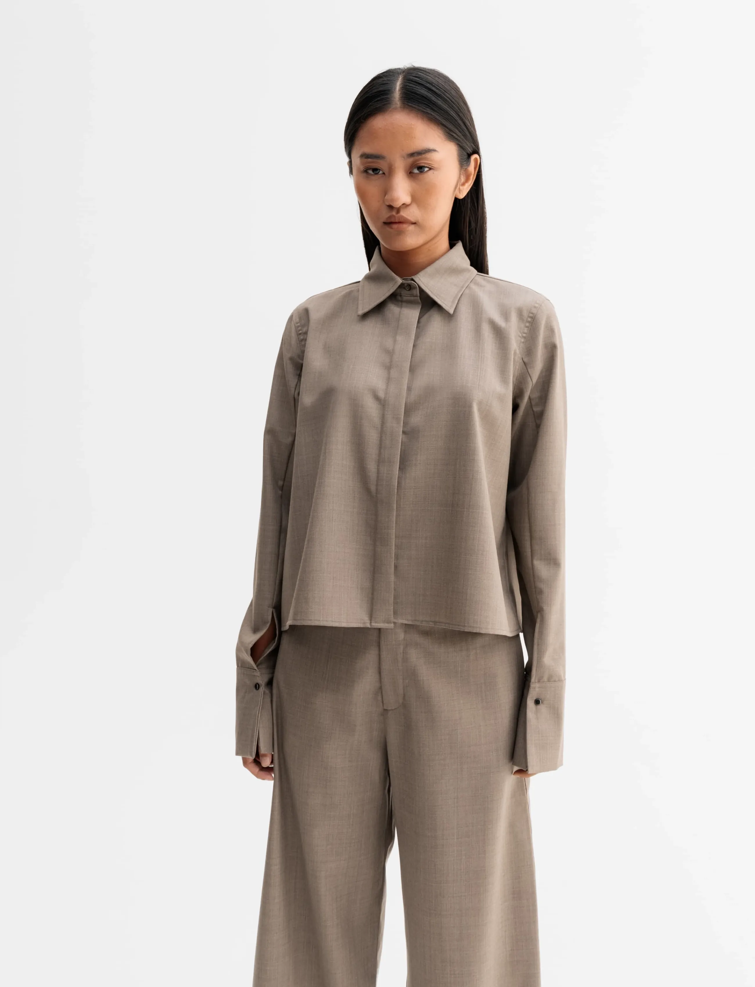 Ahlvar Gallery Mindi wool shirt - Hemden - LIGHT BROWN / brown