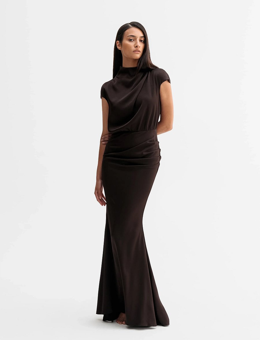 Ahlvar Gallery - Myra dress - evening dresses - dark brown - 0