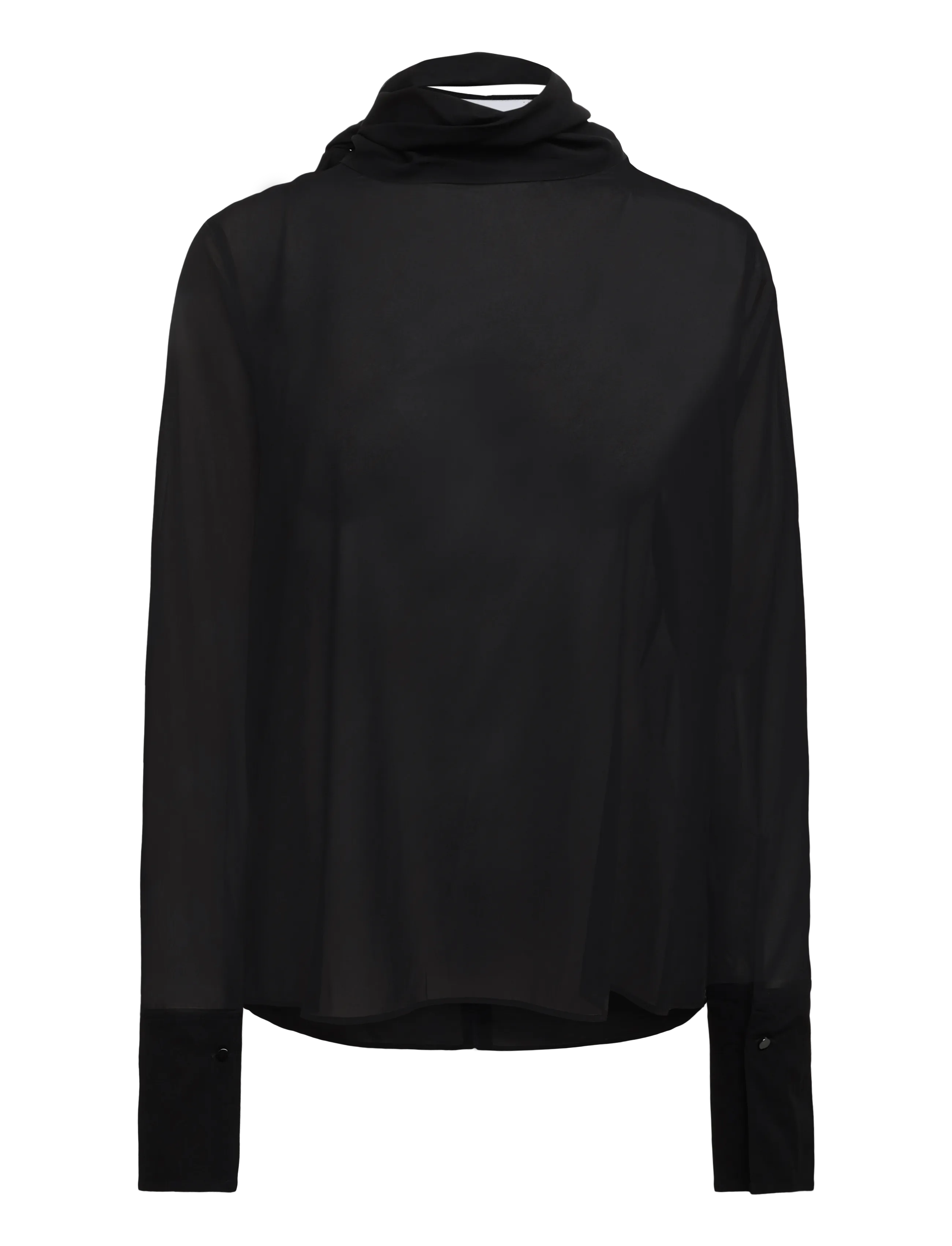 Ahlvar Gallery - Rika see-through silk blouse - langærmede bluser - black - 1