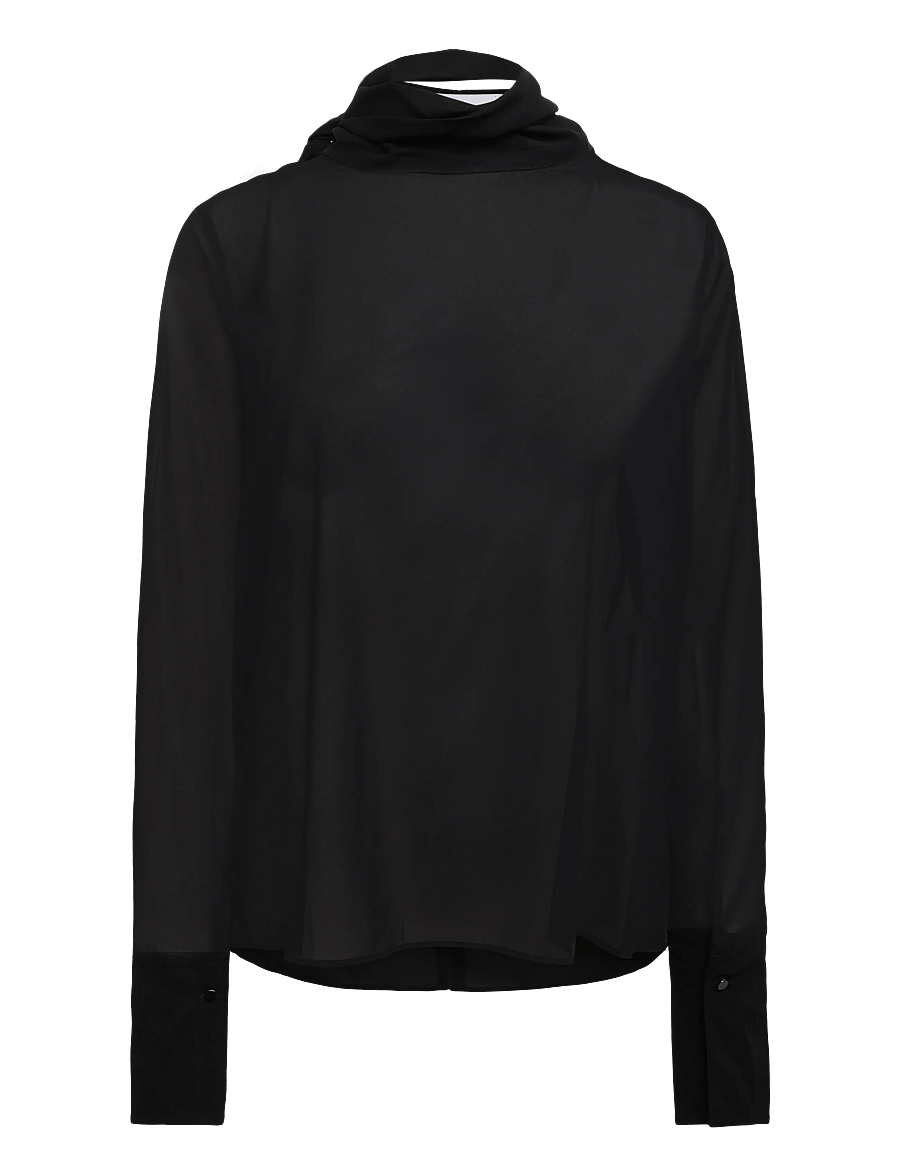 Ahlvar Gallery - Rika see-through silk blouse - langärmelige blusen - black - 1