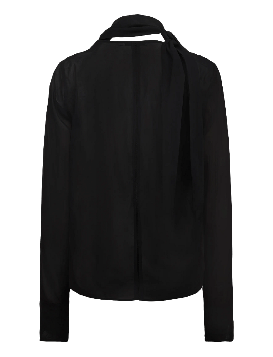 Ahlvar Gallery - Rika see-through silk blouse - langärmelige blusen - black - 2