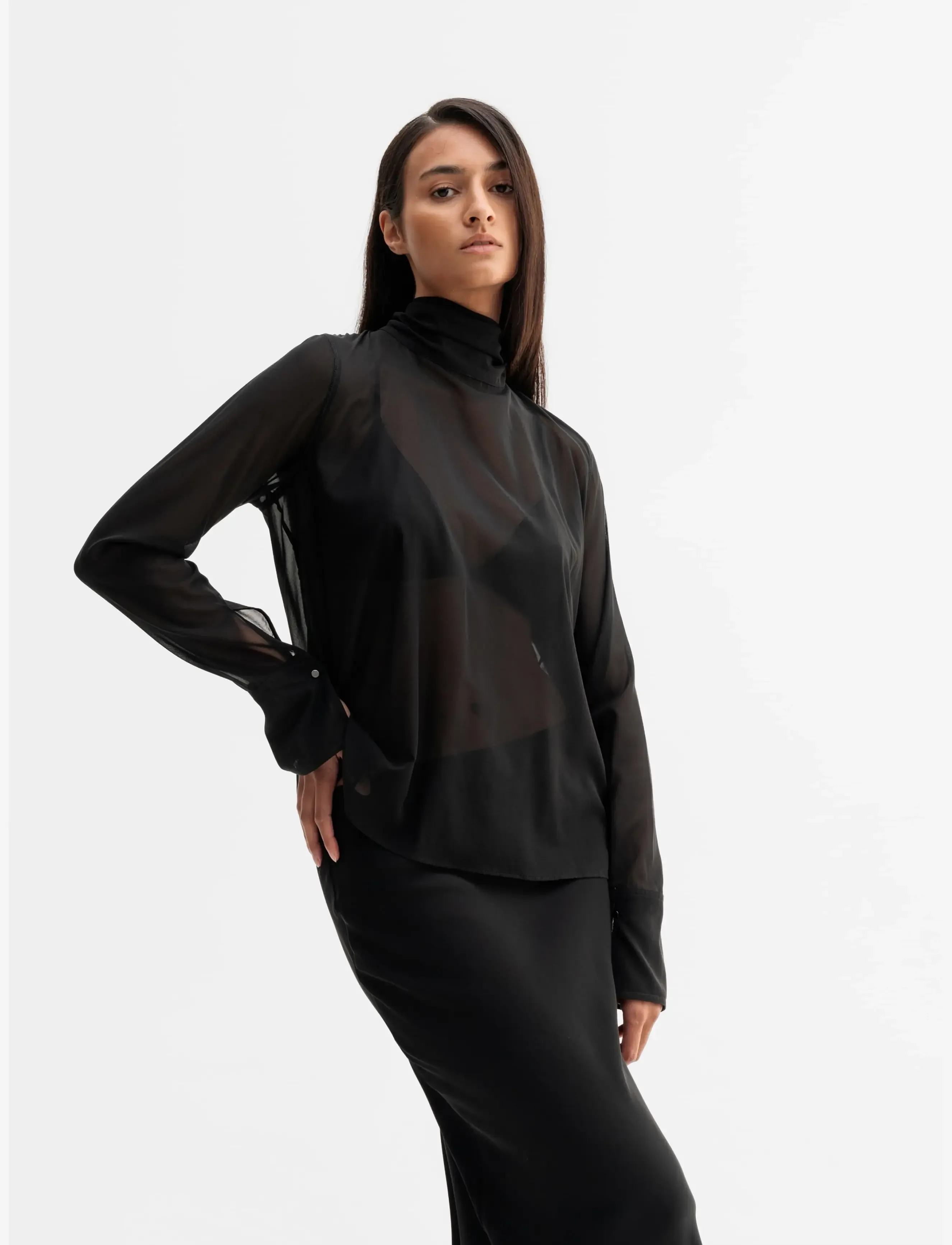 Ahlvar Gallery Rika see-through silk blouse - Ahlvar Gallery - BLACK / black