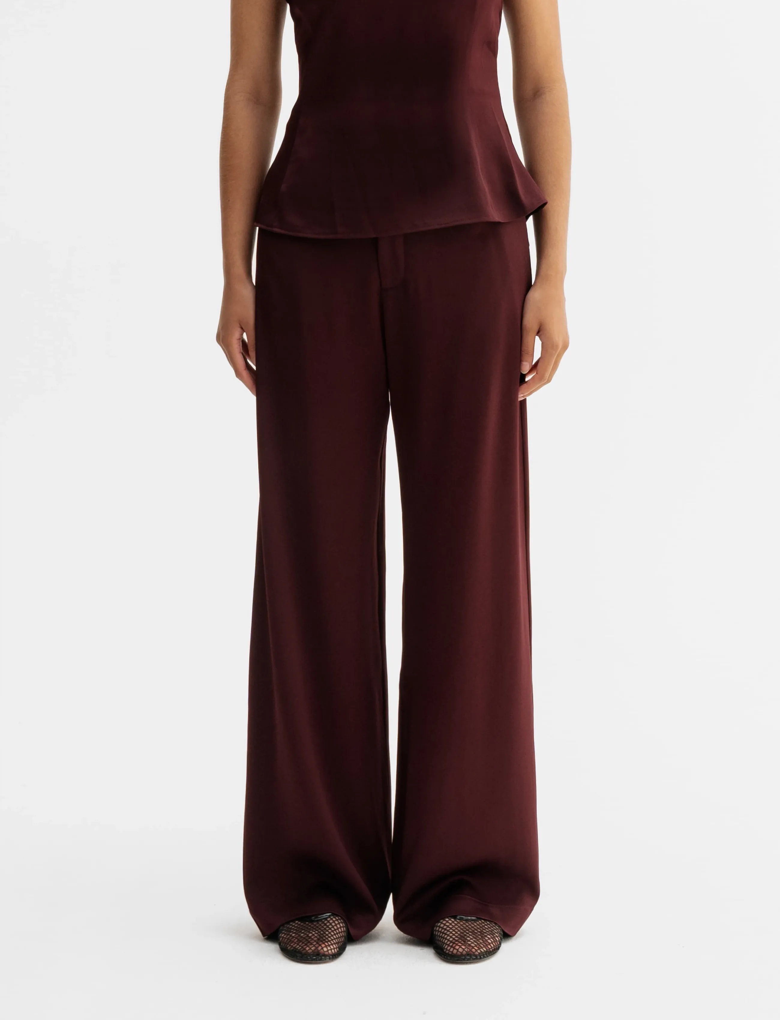 Ahlvar Gallery Mila trousers - Raka byxor - BURGUNDY / burgundy