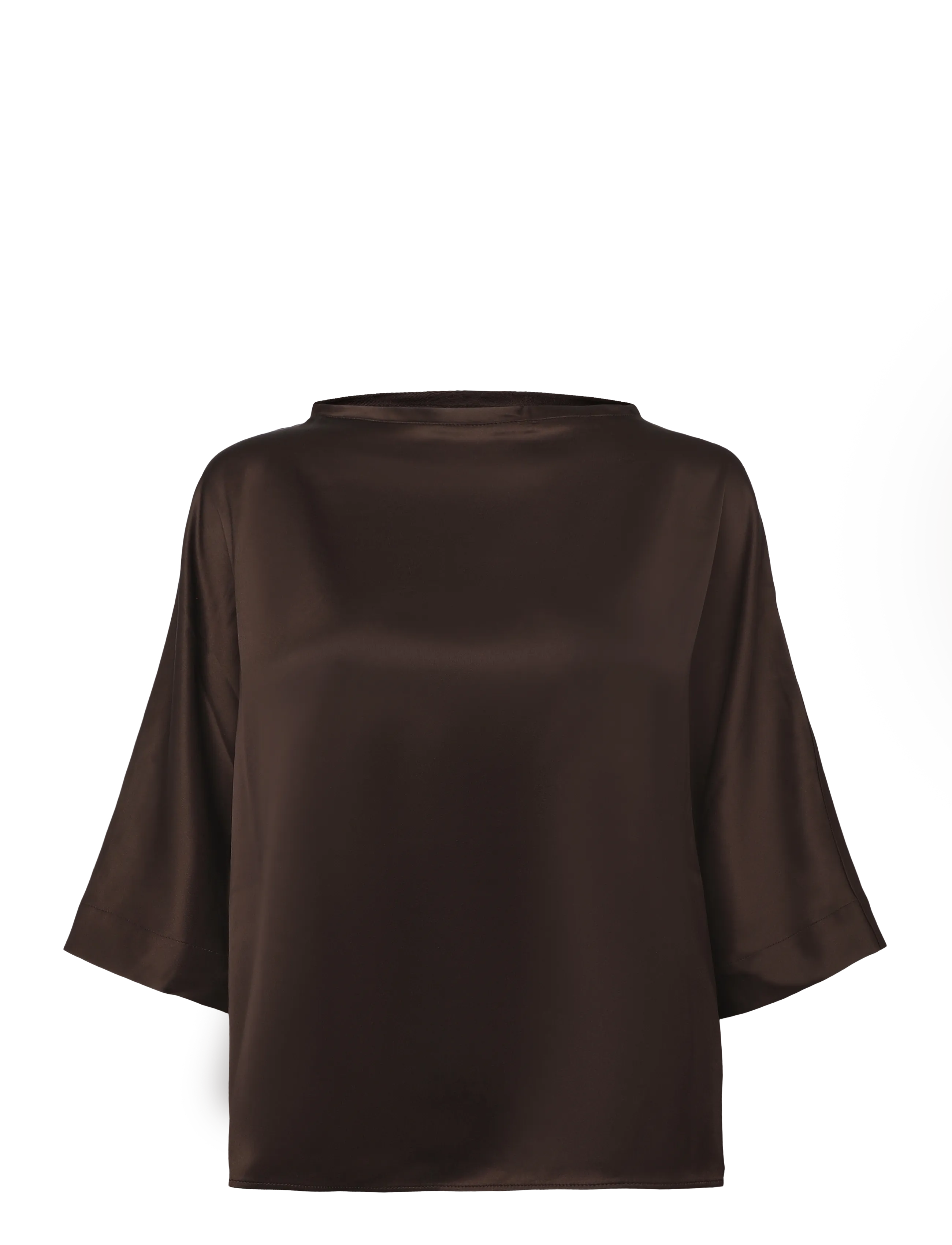 Ahlvar Gallery - Tori satin tee - t-shirts - dark brown - 1