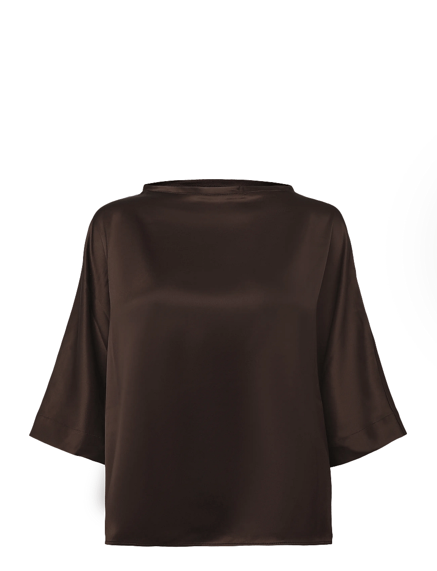 Ahlvar Gallery - Tori satin tee - t-shirts - dark brown - 1