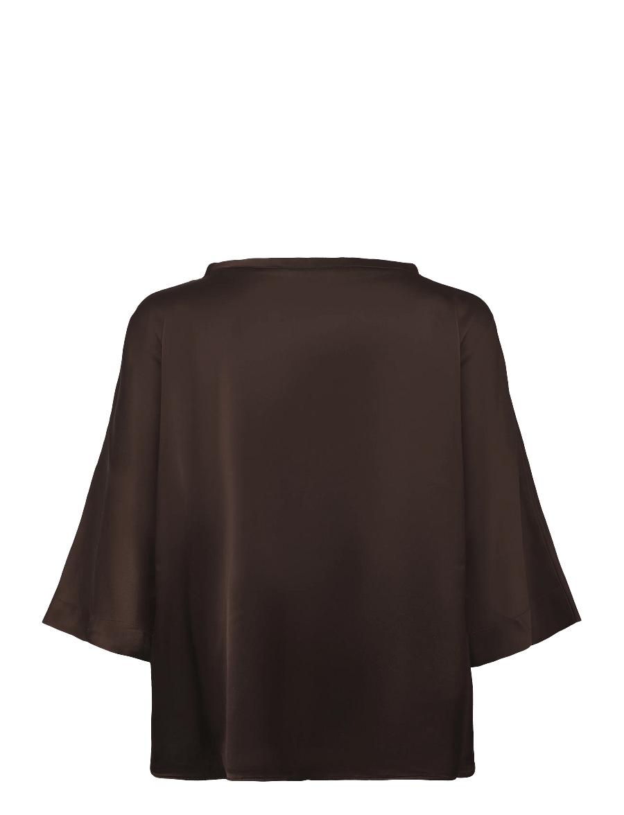 Ahlvar Gallery - Tori satin tee - t-shirts - dark brown - 2