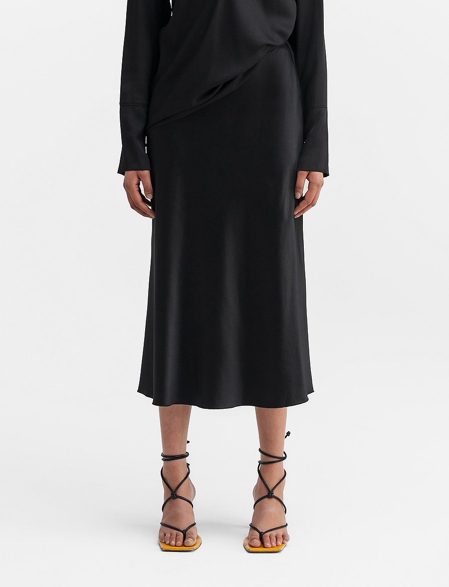 Ahlvar Gallery - Hana satin silk skirt - jupes en satin - black - 0