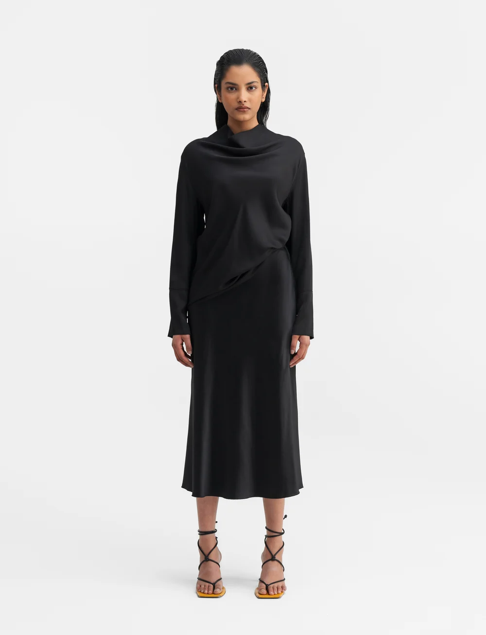 Ahlvar Gallery - Hana satin silk skirt - satiinist seelikud - black - 3