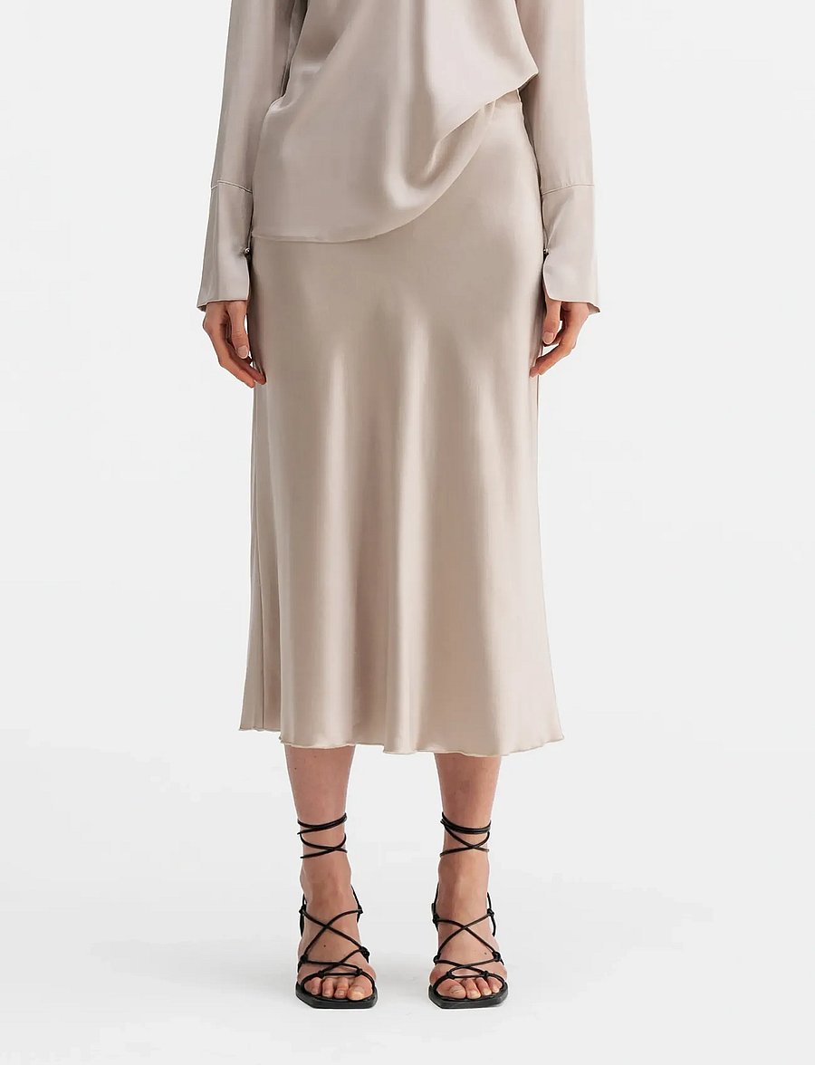 Ahlvar Gallery - Hana satin silk skirt - satiinist seelikud - greige - 0