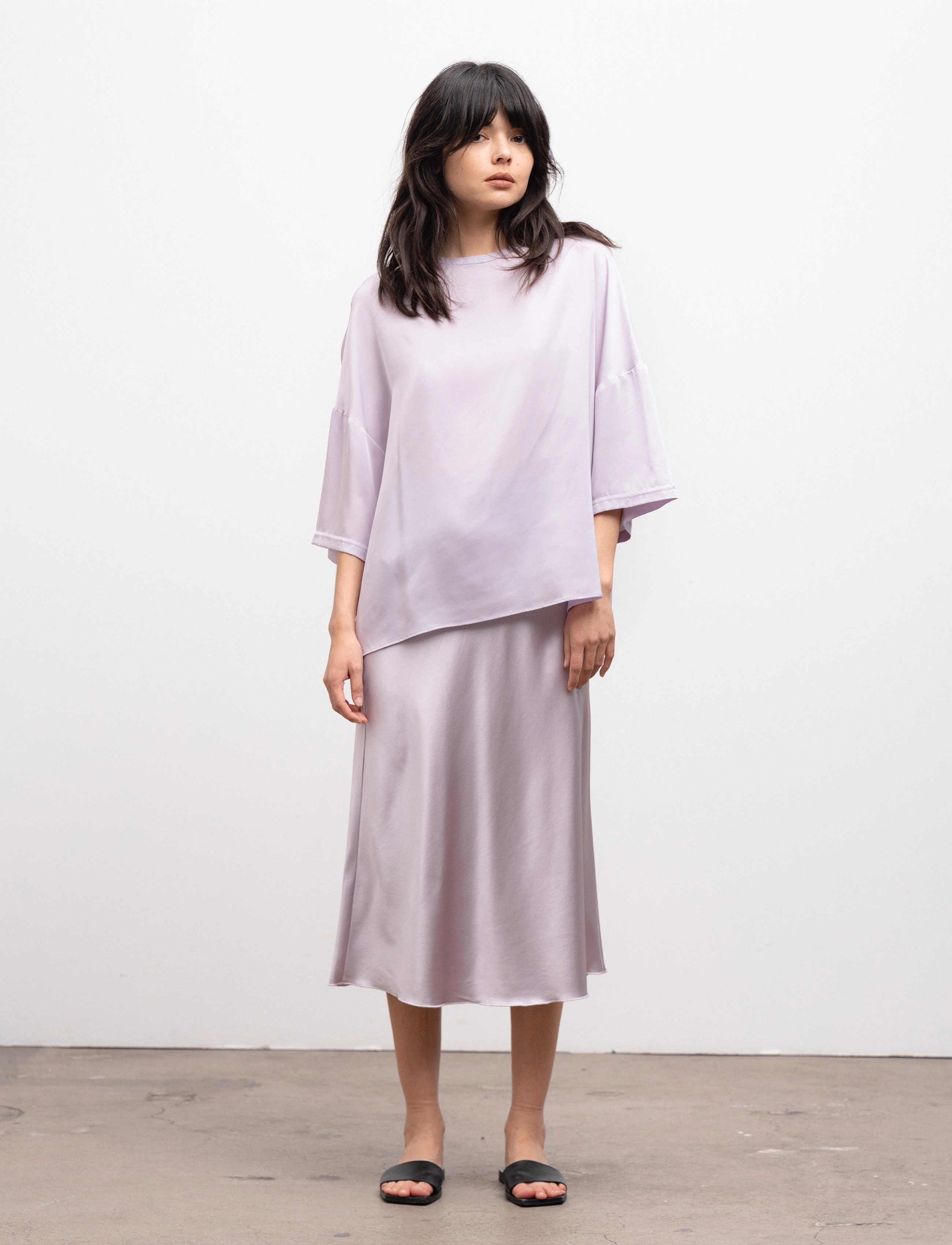 Ahlvar Gallery - Hana satin skirt - satinnederdele - lavender - 2
