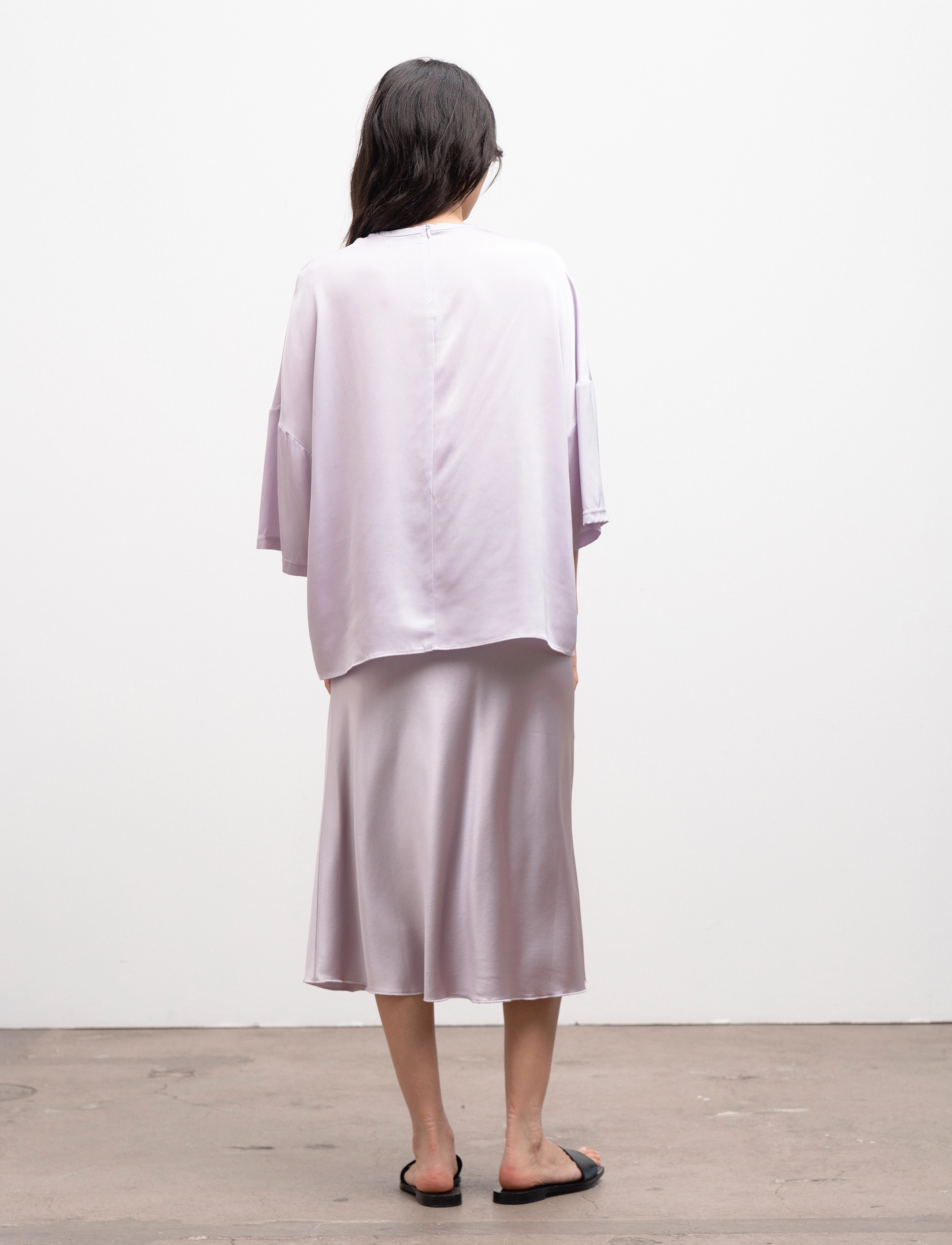 Ahlvar Gallery - Hana satin skirt - satinnederdele - lavender - 3