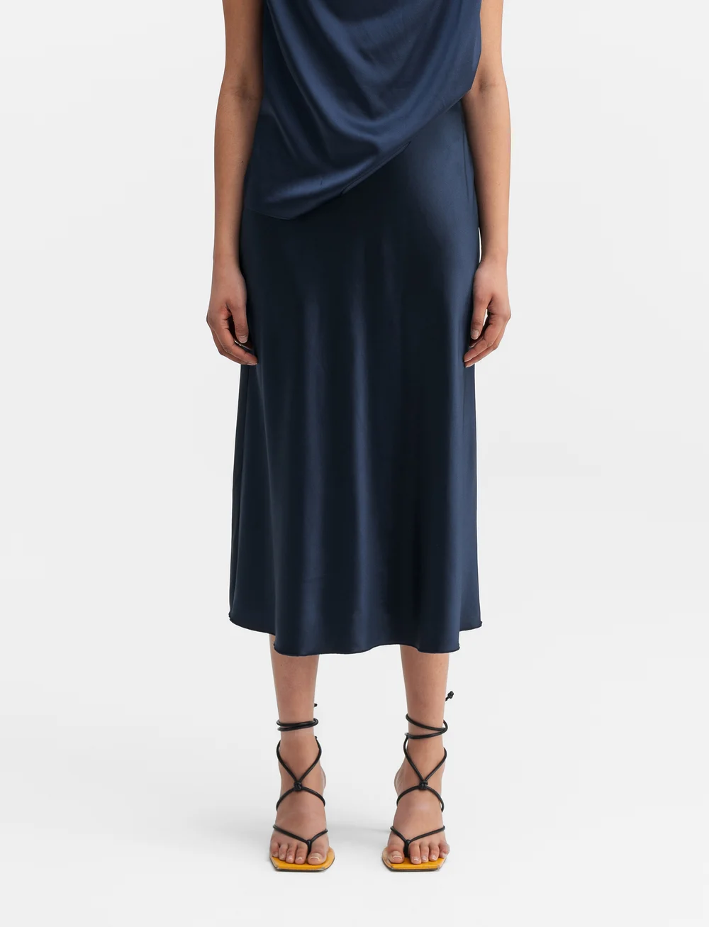 Ahlvar Gallery - Hana satin silk skirt - satinkjolar - midnight blue - 0