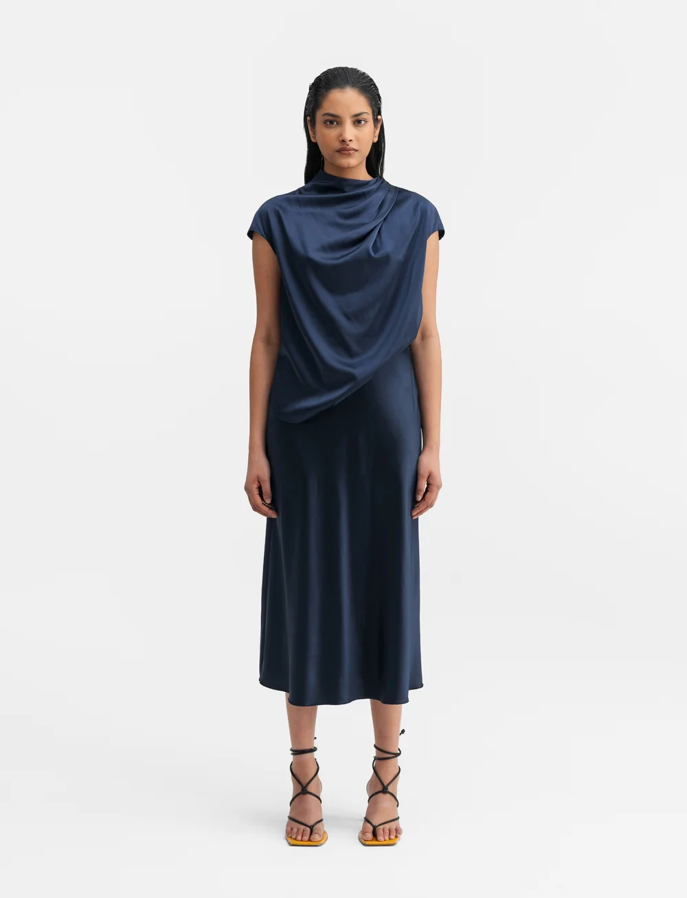 Ahlvar Gallery - Hana satin silk skirt - satinkjolar - midnight blue - 3