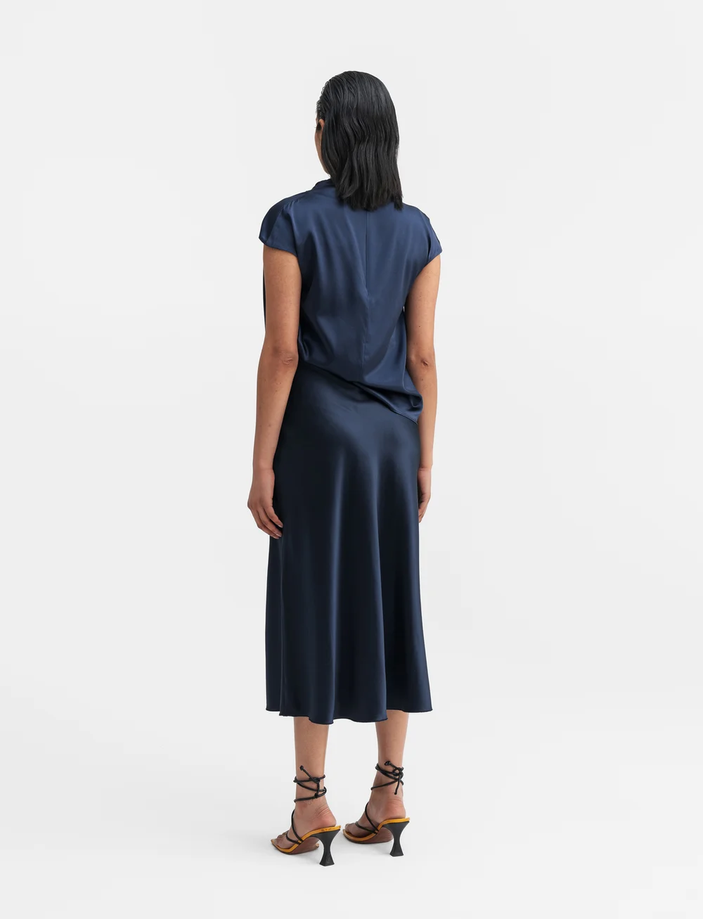 Ahlvar Gallery - Hana satin silk skirt - satinkjolar - midnight blue - 4