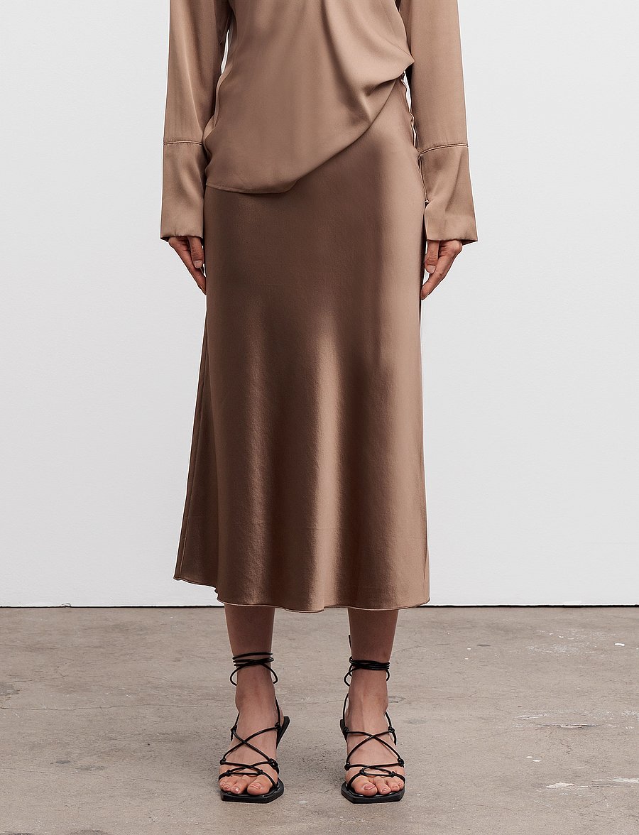 Ahlvar Gallery - Hana satin silk skirt - satiinist seelikud - sand - 0