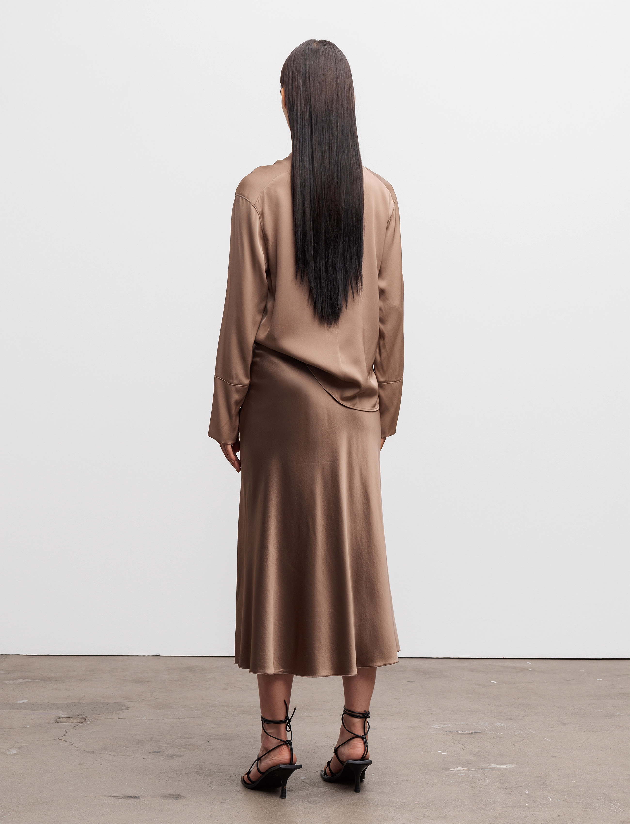 Ahlvar Gallery - Hana satin silk skirt - satiinist seelikud - sand - 4