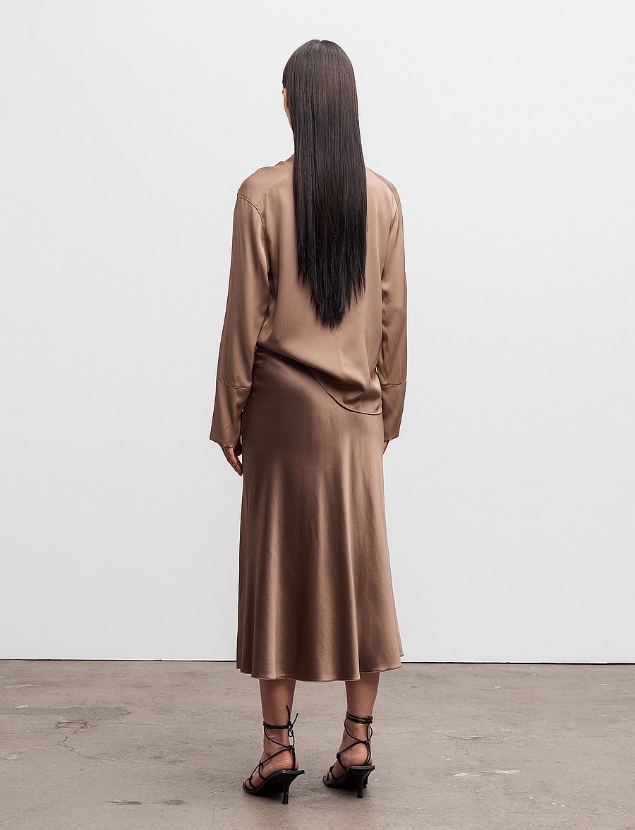 Ahlvar Gallery - Hana satin silk skirt - satiinist seelikud - sand - 4