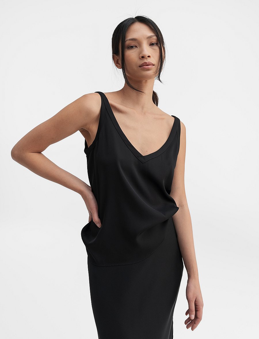 Ahlvar Gallery - Shin silk tank - Ärmellose blusen - black - 3