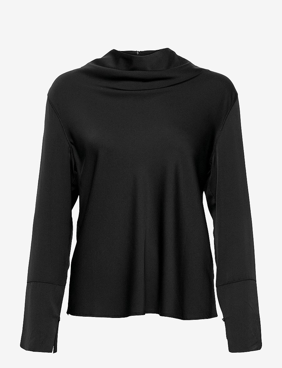 Ahlvar Gallery - Ayumi silk blouse - langärmlige blusen - black - 1