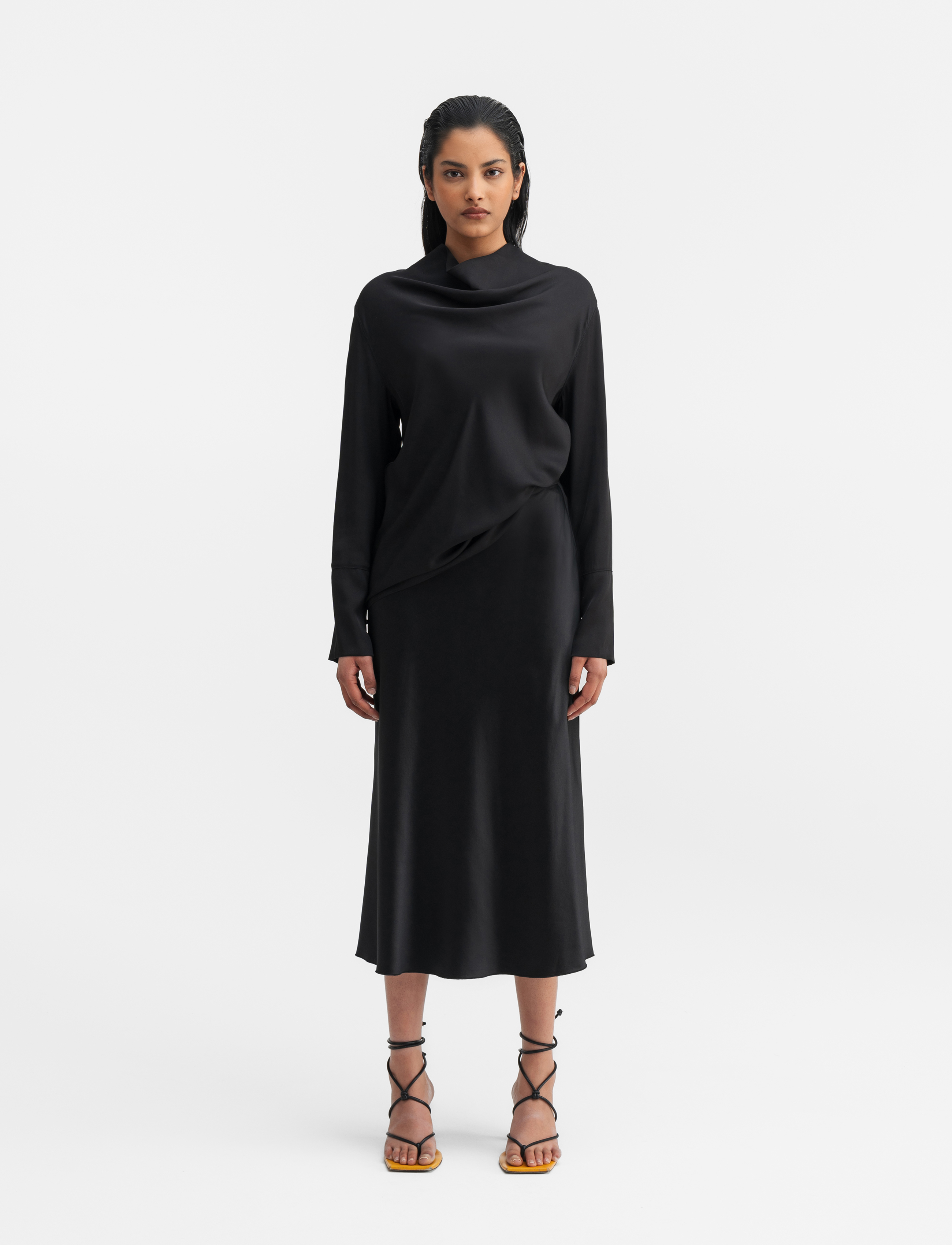 Ahlvar Gallery Ayumi Silk Blouse, XL, Blouses, Schwarz - Long-sleeved, Frauen