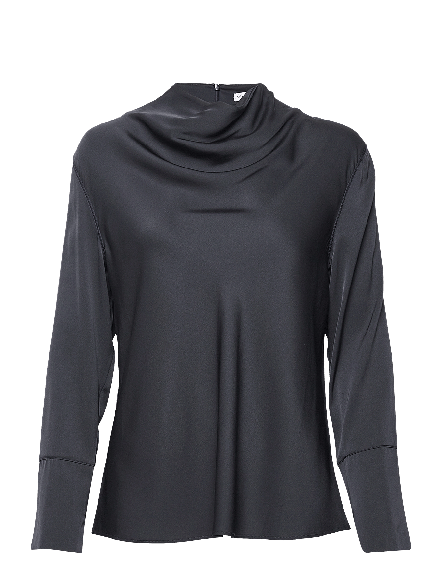 Ahlvar Gallery - Ayumi silk blouse - long sleeved blouses - blue grey - 1