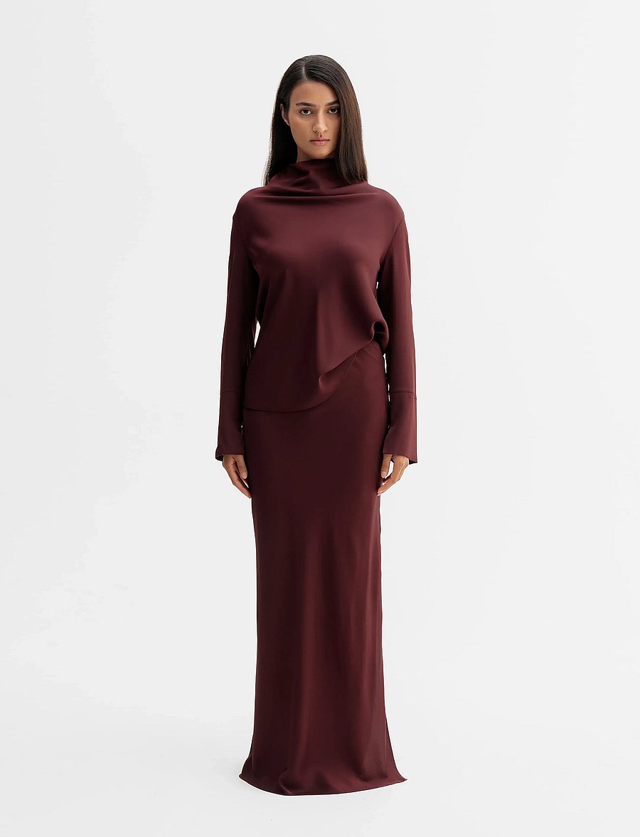 Ahlvar Gallery - Ayumi silk blouse - langärmelige blusen - burgundy - 3