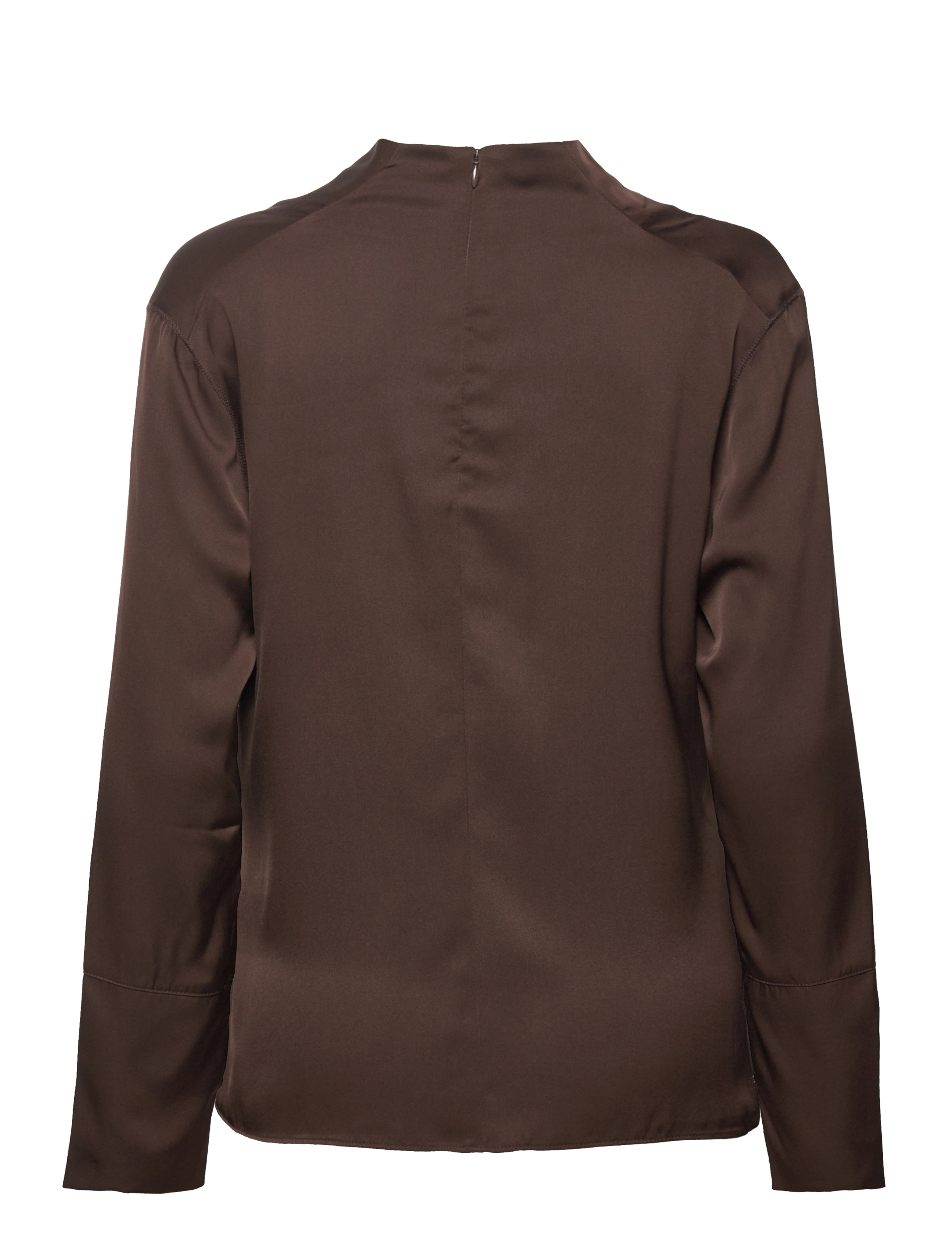 Ahlvar Gallery - Ayumi silk blouse - långärmade blusar - dark brown - 2
