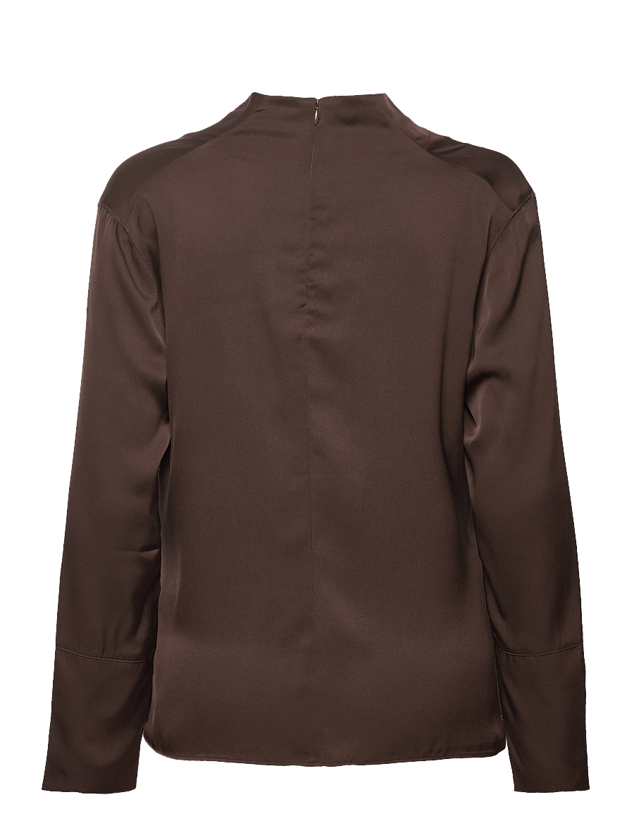Ahlvar Gallery - Ayumi silk blouse - långärmade blusar - dark brown - 2