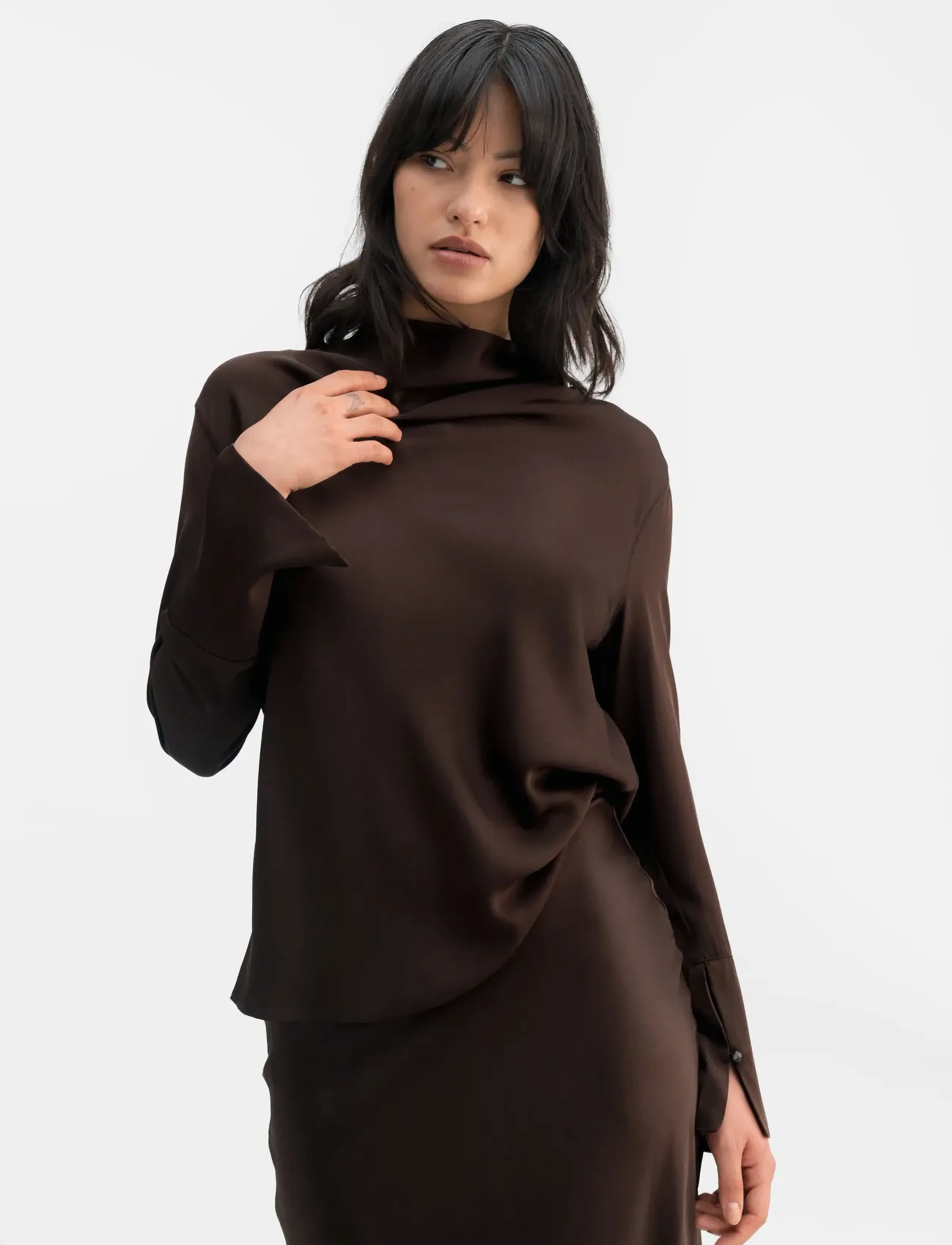 Ahlvar Gallery Ayumi silk blouse - Blouses - DARK BROWN / brown