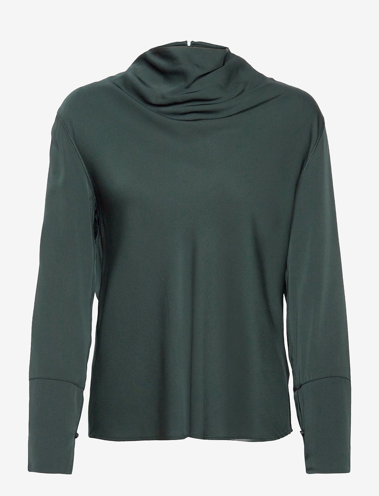 Ahlvar Gallery - Ayumi silk blouse - långärmade blusar - deep forrest - 1