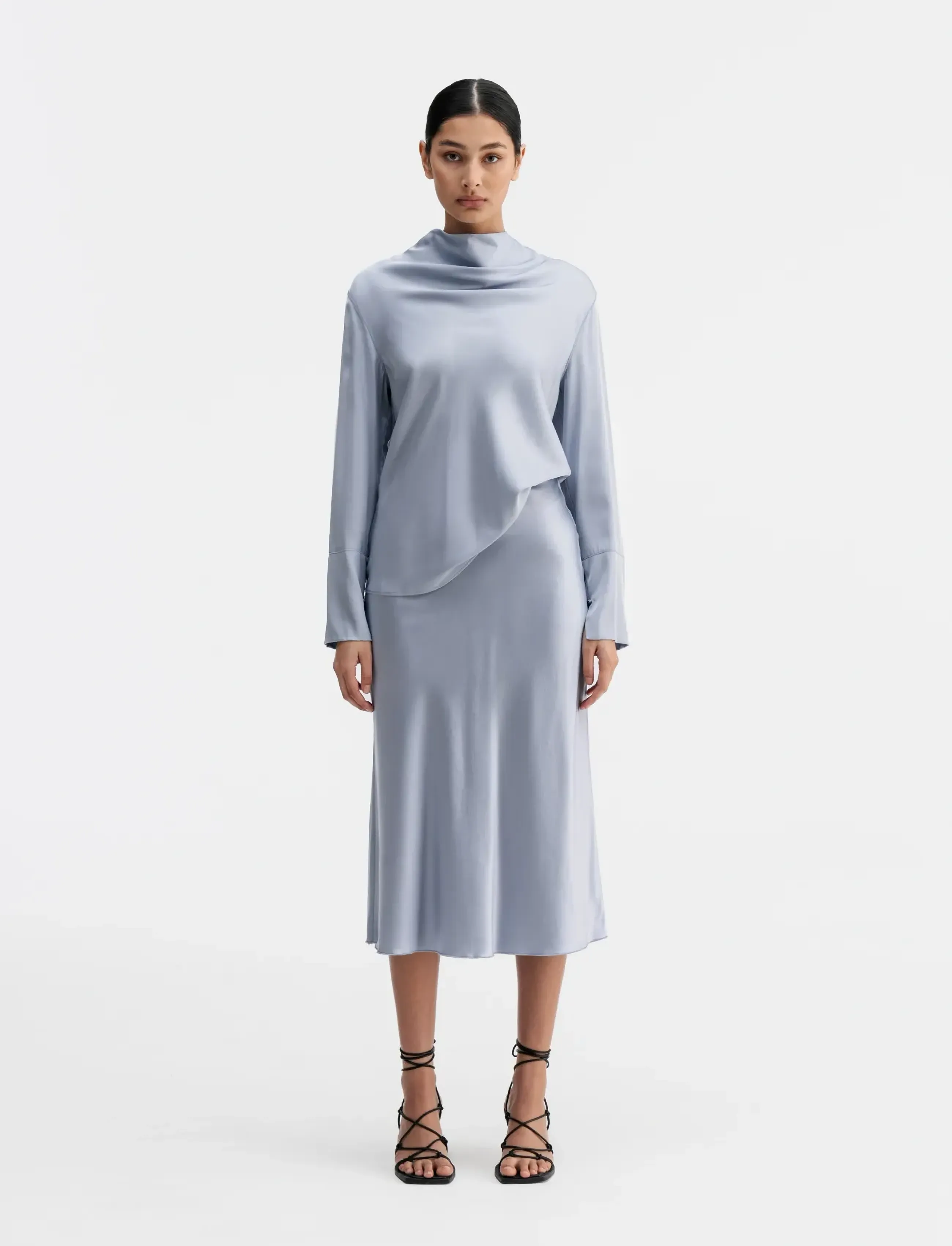 Ahlvar Gallery Ayumi Silk Blouse, XS, Blouses, Blau - Long-sleeved, Frauen