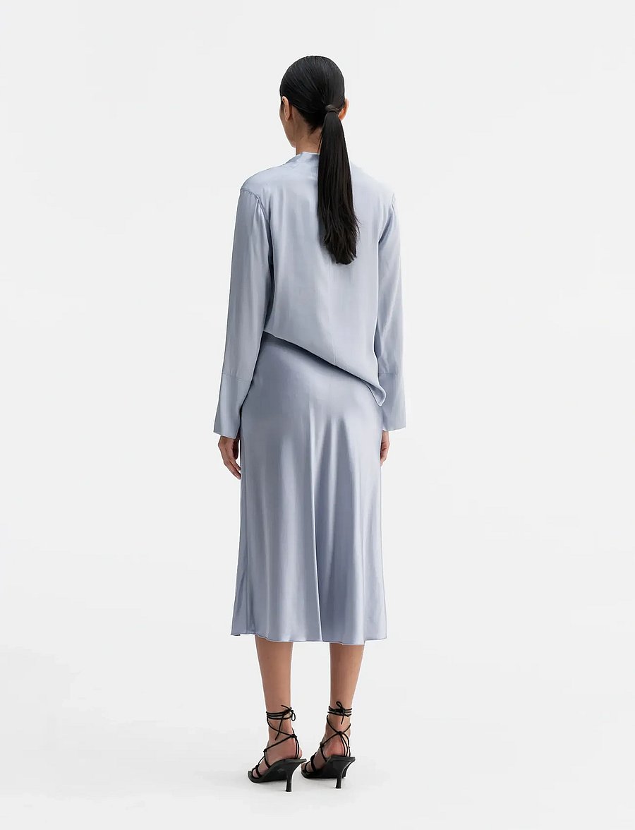 Ahlvar Gallery - Ayumi silk blouse - långärmade blusar - denim blue - 4