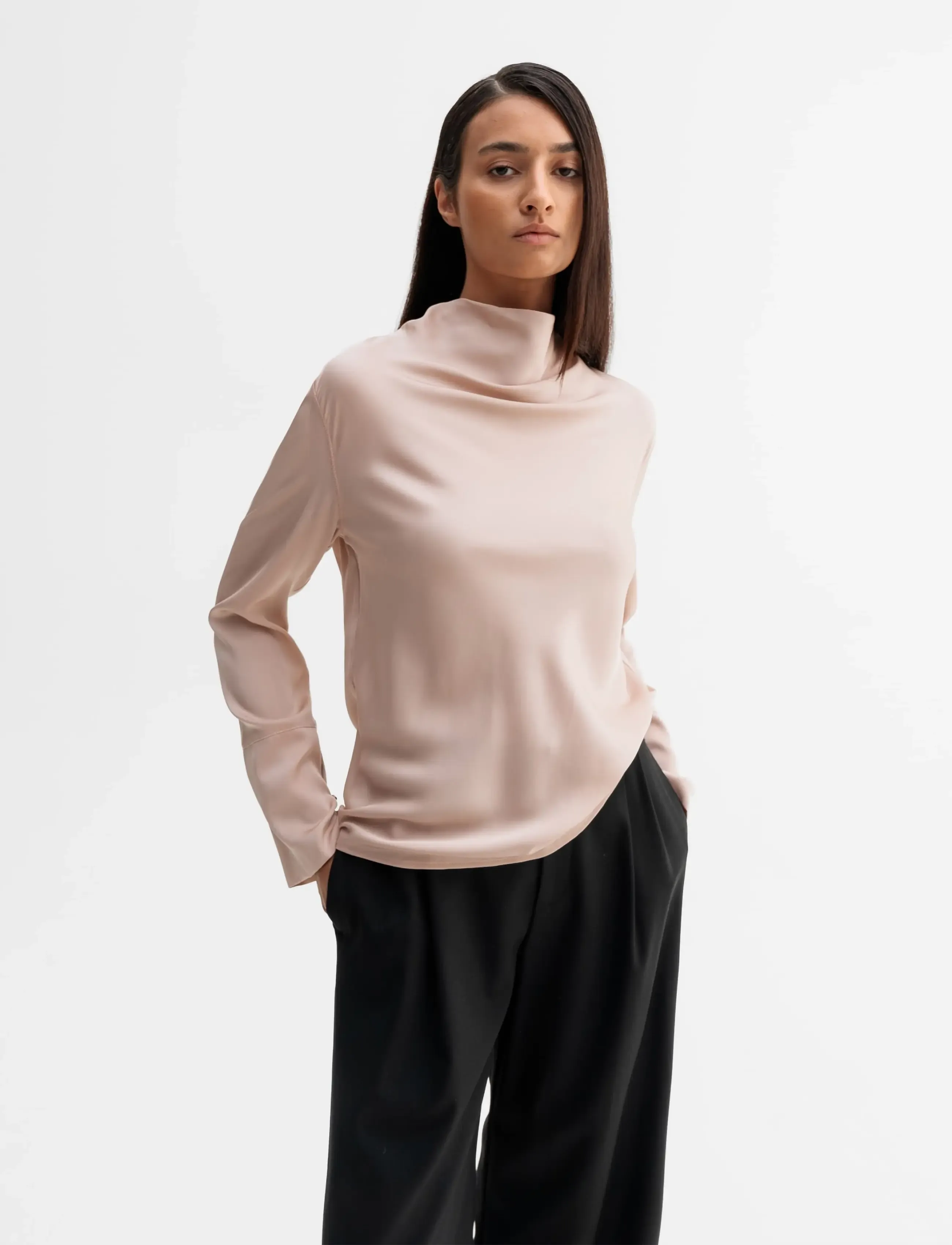 Ahlvar Gallery Ayumi Silk Blouse, S, Blouses, Rosa - Long-sleeved, Frauen