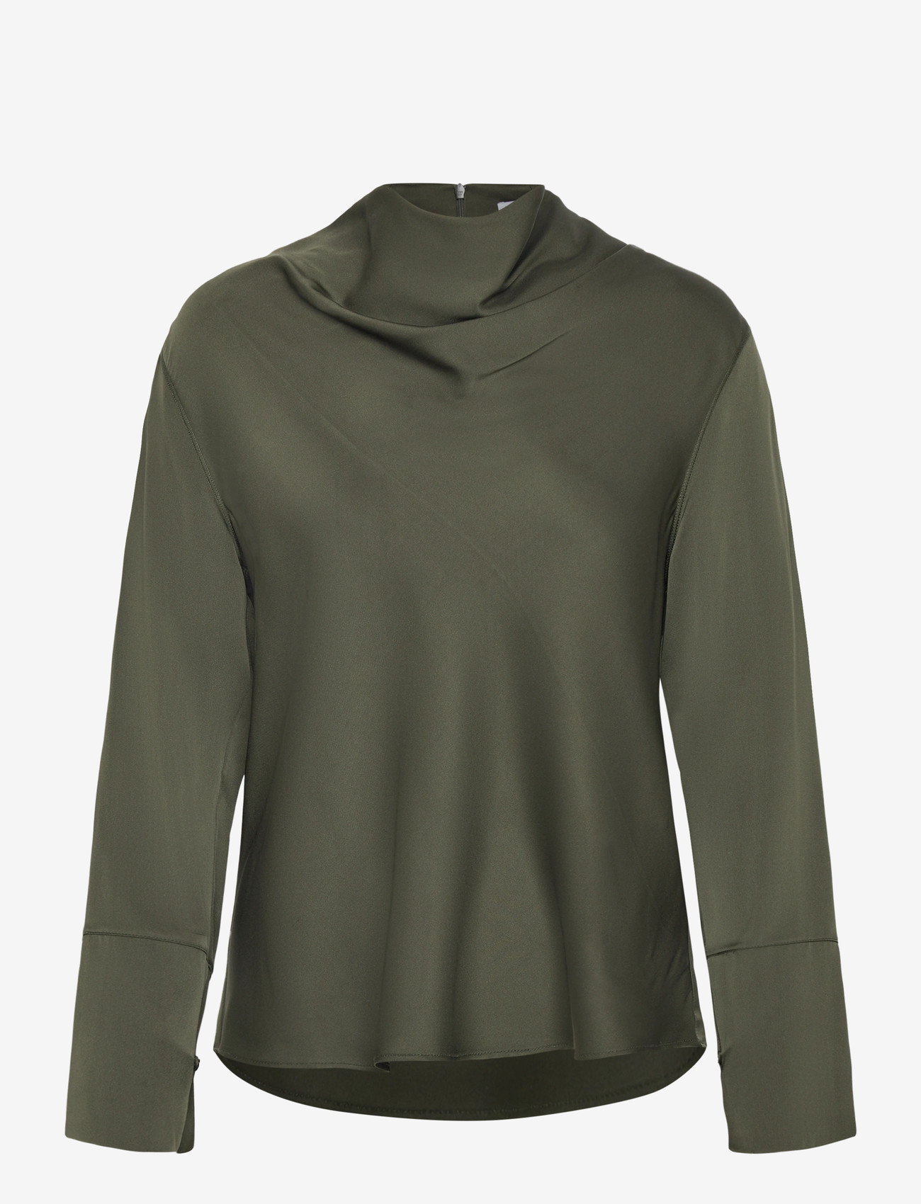 Ahlvar Gallery - Ayumi silk blouse - langärmlige blusen - olive green - 1
