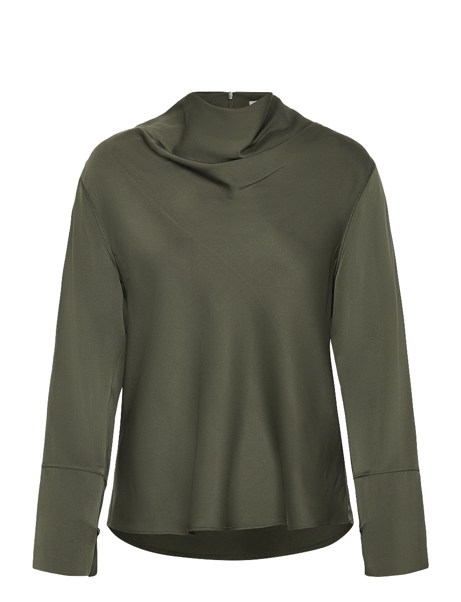 Ahlvar Gallery - Ayumi silk blouse - langärmelige blusen - olive green - 1