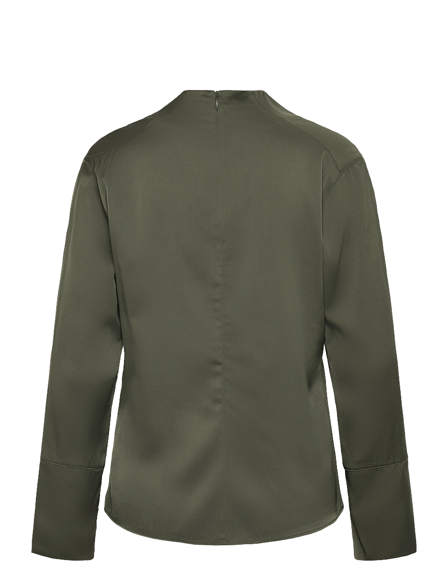 Ahlvar Gallery - Ayumi silk blouse - langärmelige blusen - olive green - 2