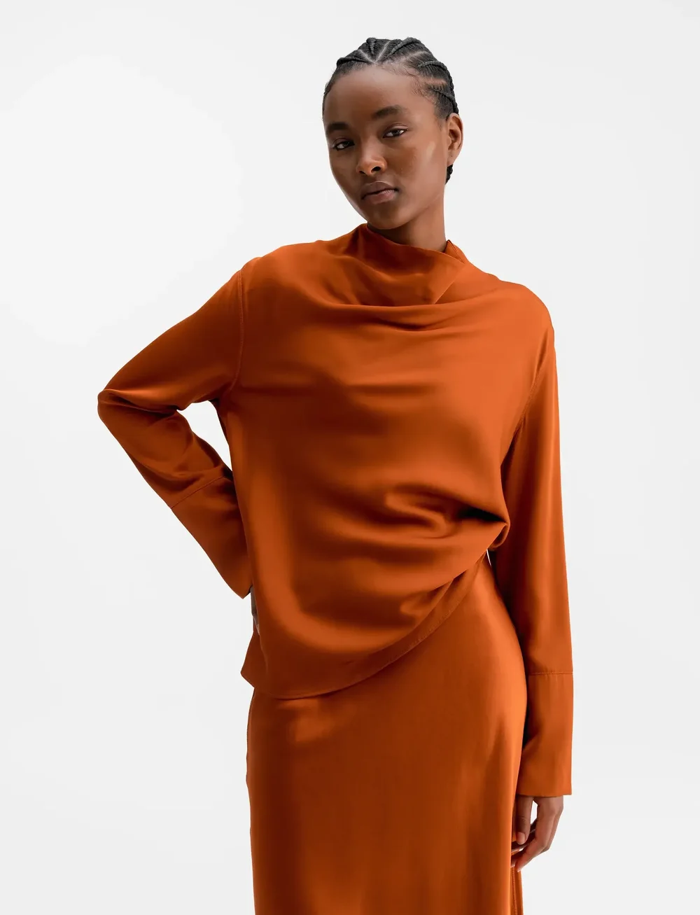 Ahlvar Gallery - Ayumi silk blouse - långärmade blusar - rust - 0