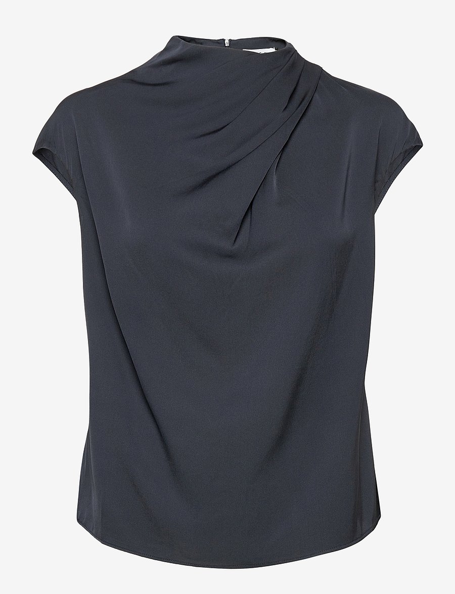 Ahlvar Gallery - Lima silk top - kortærmede bluser - blue grey - 1