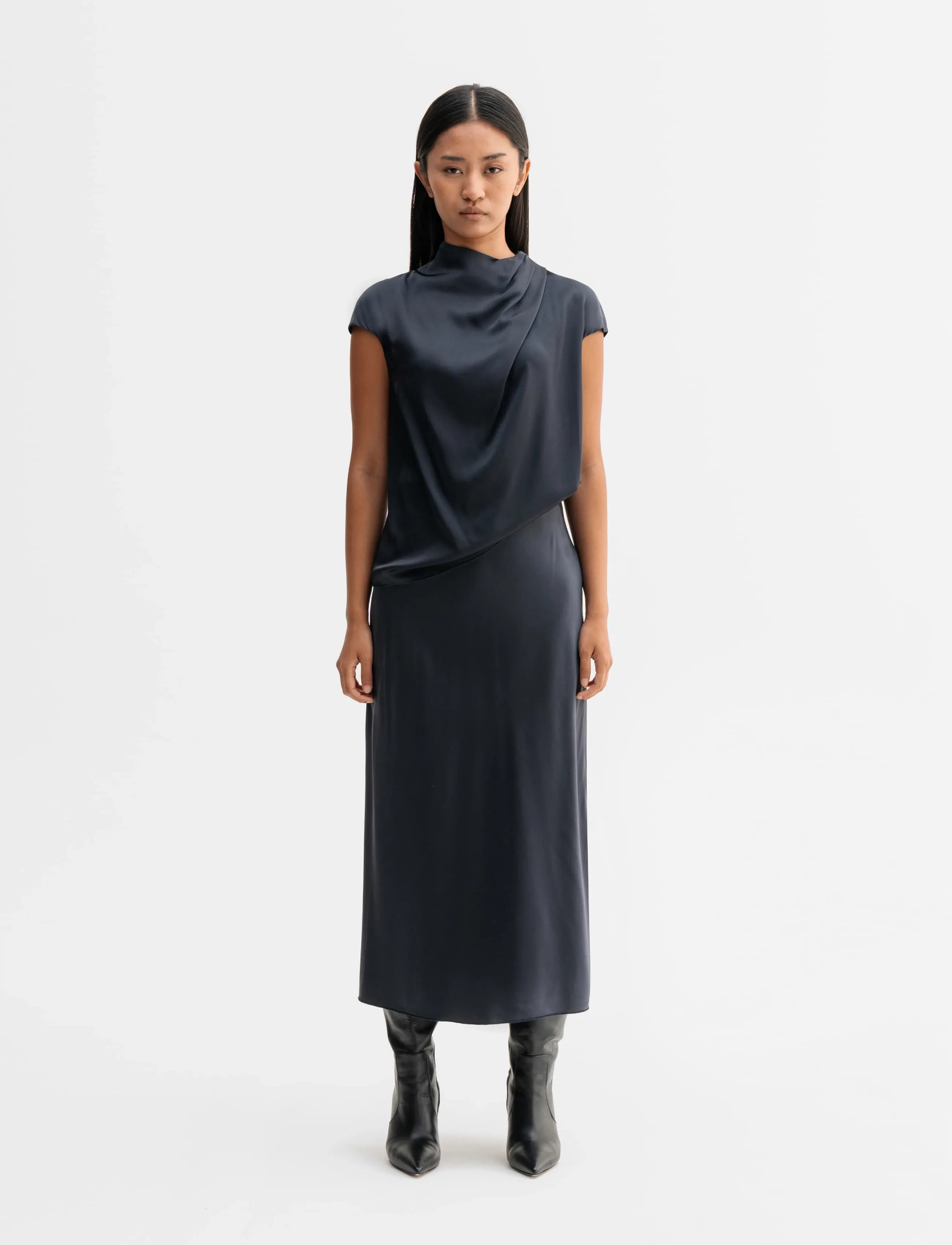 Ahlvar Gallery - Lima silk top - lühikeste varrukatega pluusid - blue grey - 3