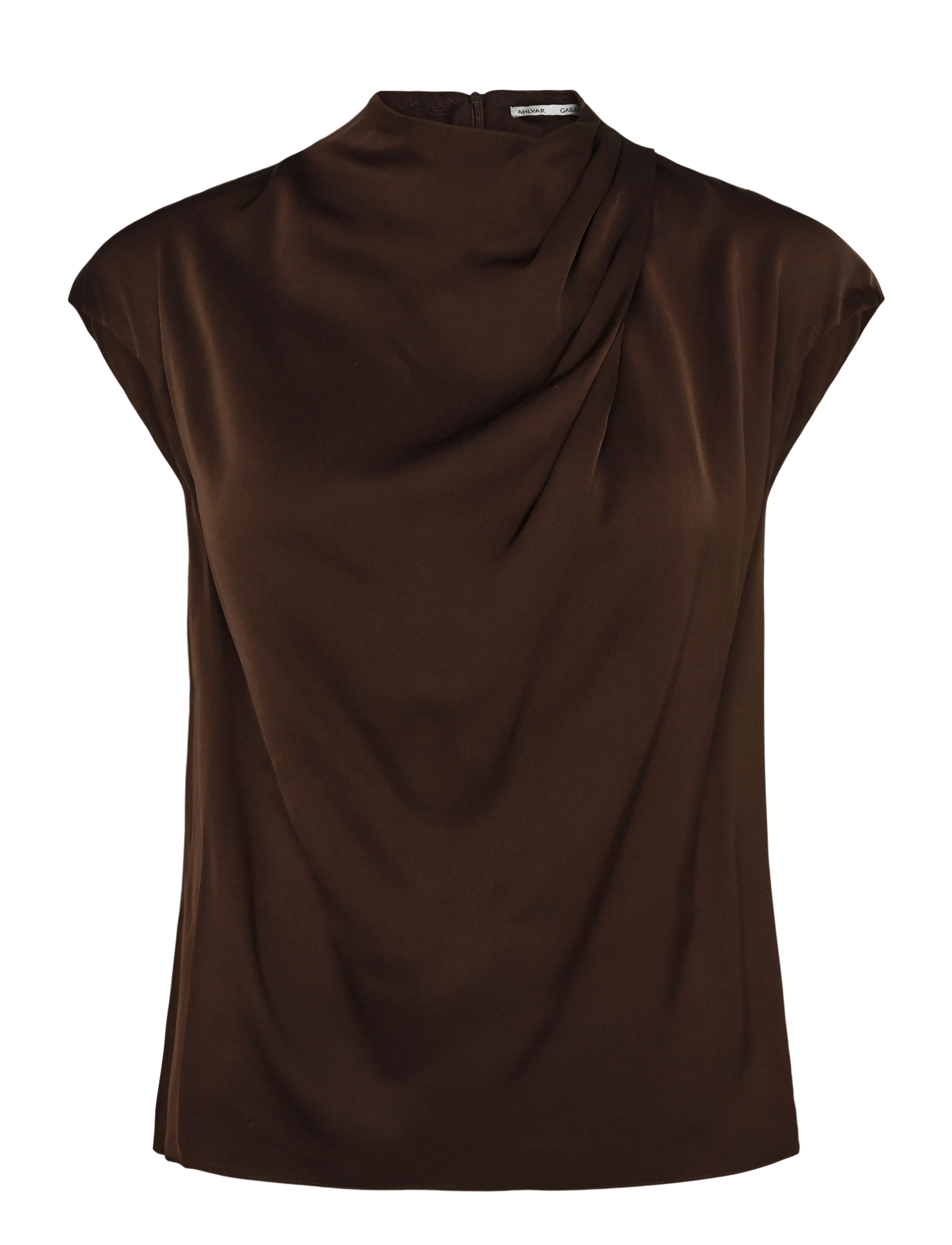Ahlvar Gallery - Lima silk top - short-sleeved blouses - dark brown - 1