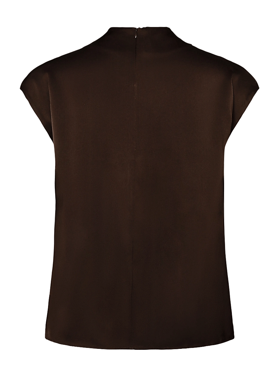 Ahlvar Gallery - Lima silk top - short-sleeved blouses - dark brown - 2
