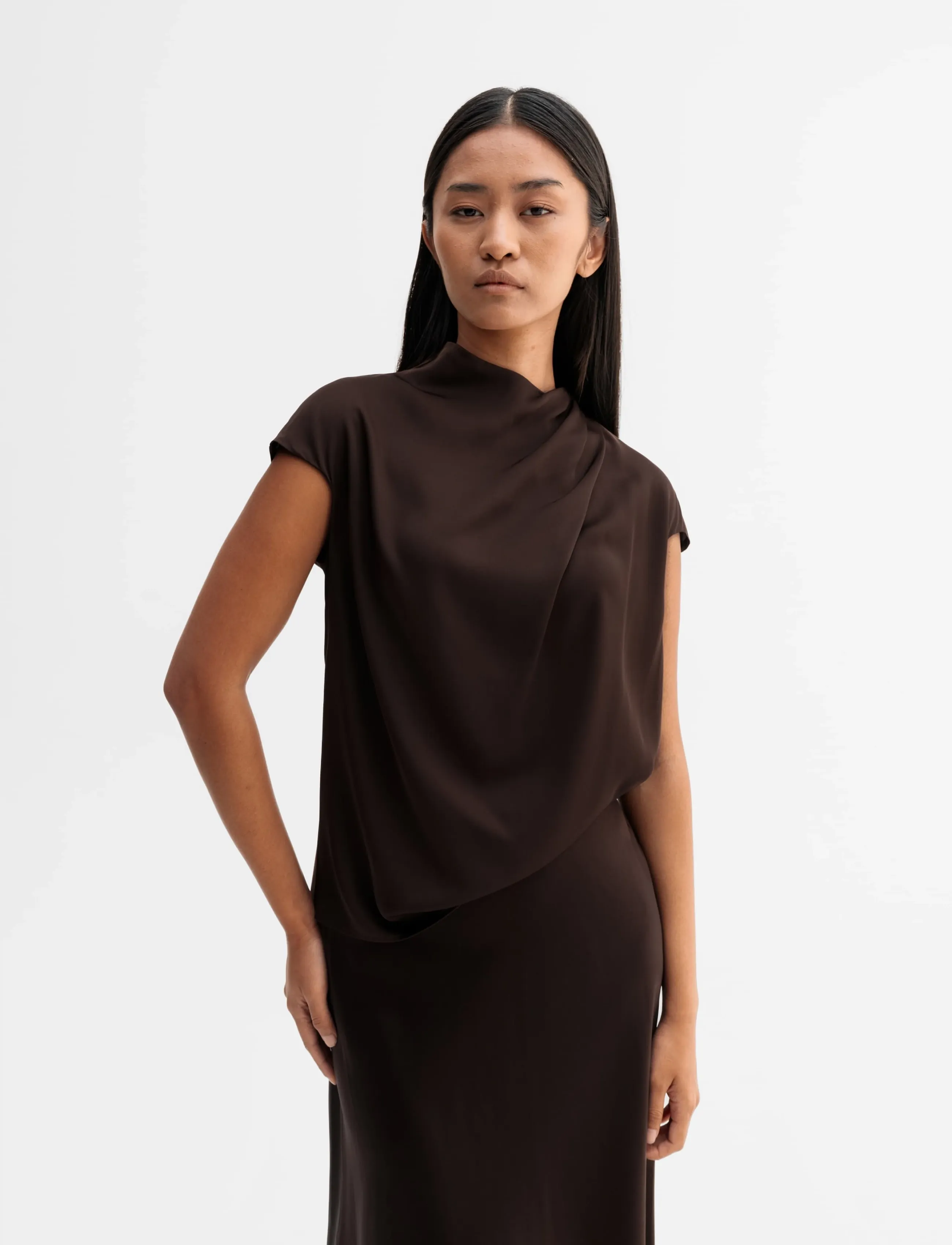 Ahlvar Gallery Lima silk top - Ahlvar Gallery - DARK BROWN / brown