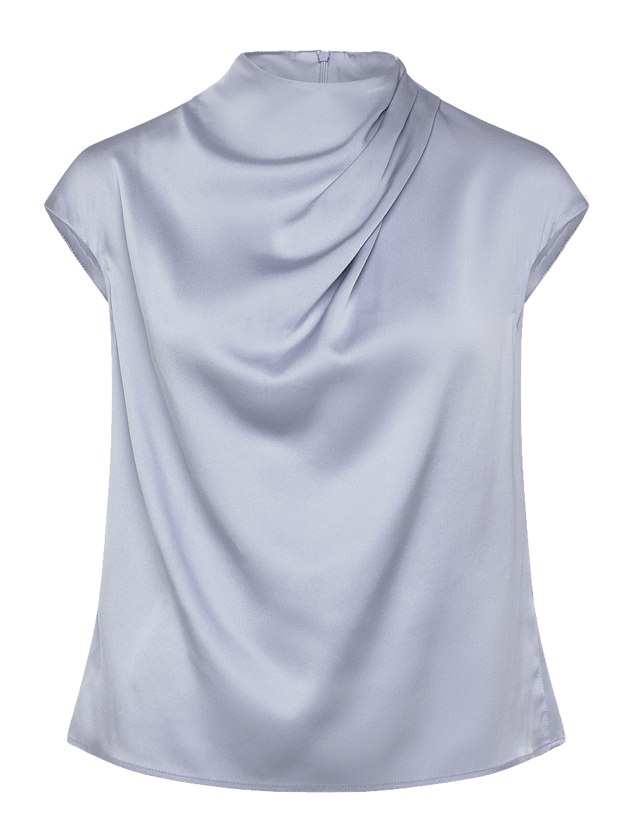 Ahlvar Gallery - Lima silk top - kortærmede bluser - denim blue - 1