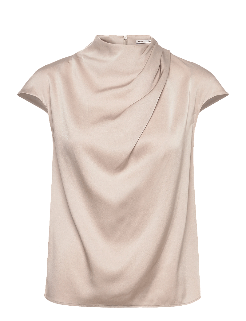 Ahlvar Gallery - Lima silk top - kortærmede bluser - greige - 1