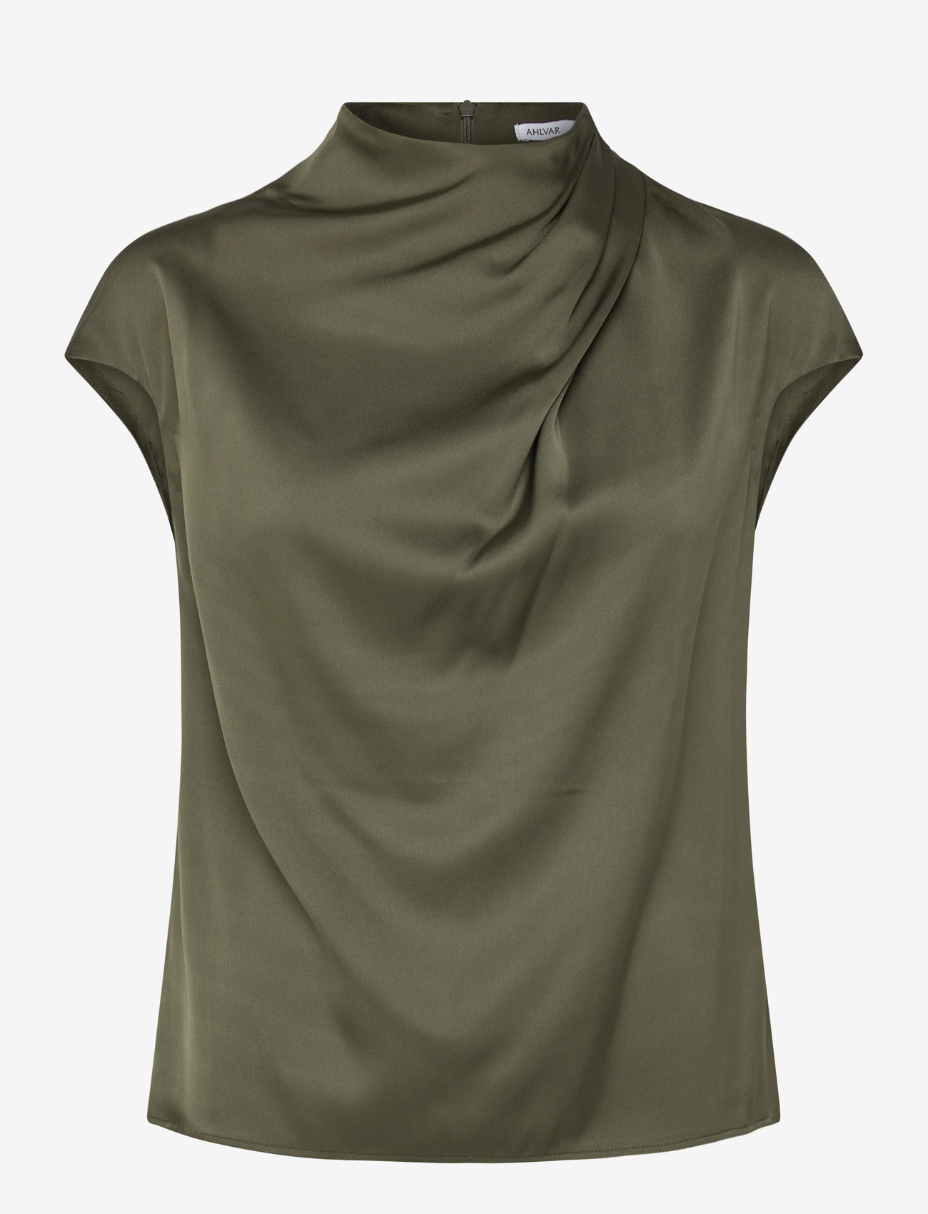 Ahlvar Gallery - Lima silk top - kortærmede bluser - olive green - 1